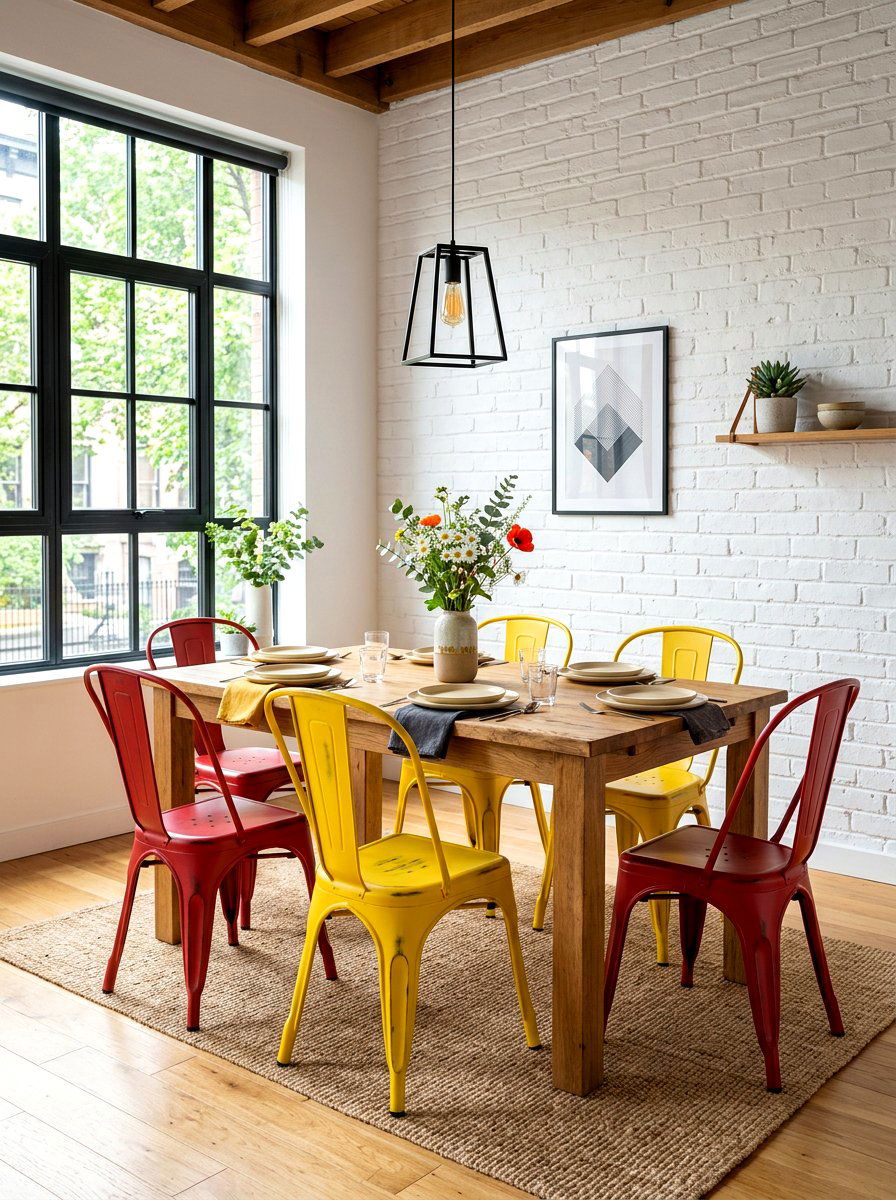 Colorful Metal Cafe Chairs - 30 mixed dining seating ideas