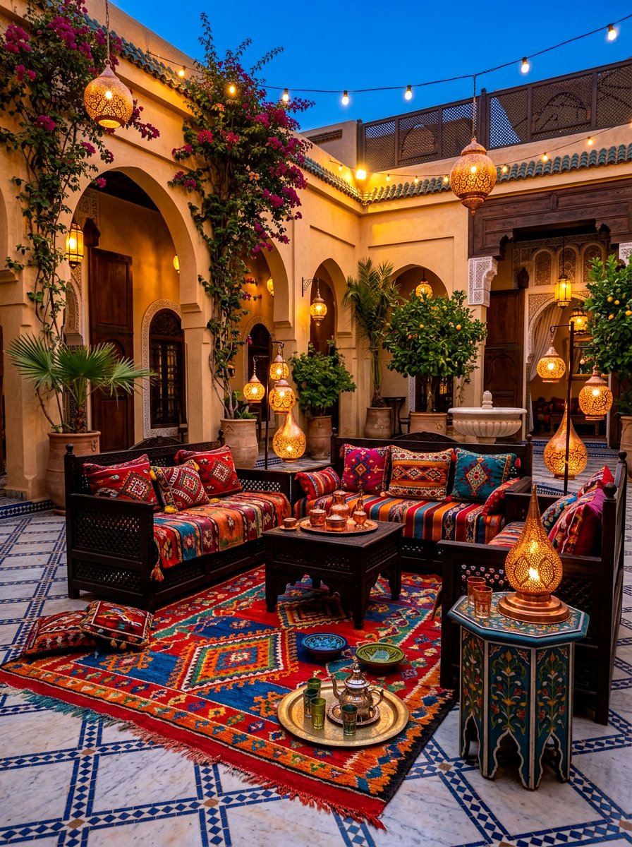 Colorful Moroccan Outdoor Rug - 30 patio rug ideas