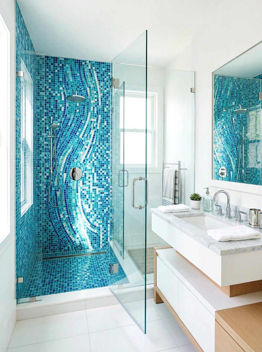 Colorful Mosaic Tile Bathroom - 30 eclectic bathroom ideas