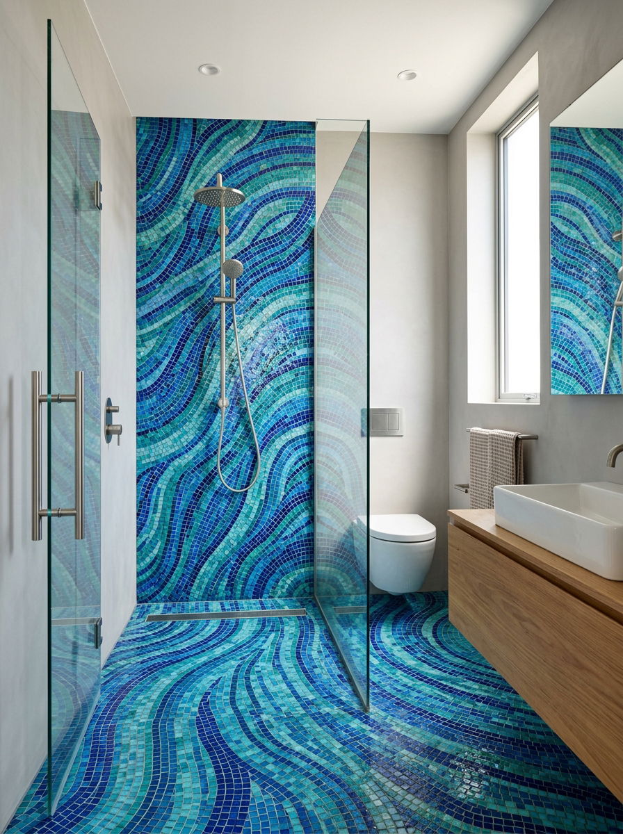 Colorful Mosaic Wet Room - 30 wet room bathroom ideas