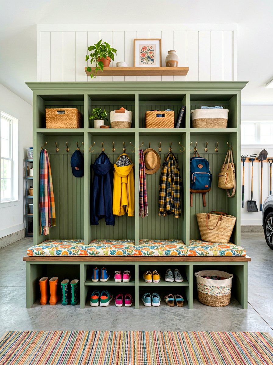 Colorful Mudroom Cabinet - 30 garage mudroom ideas