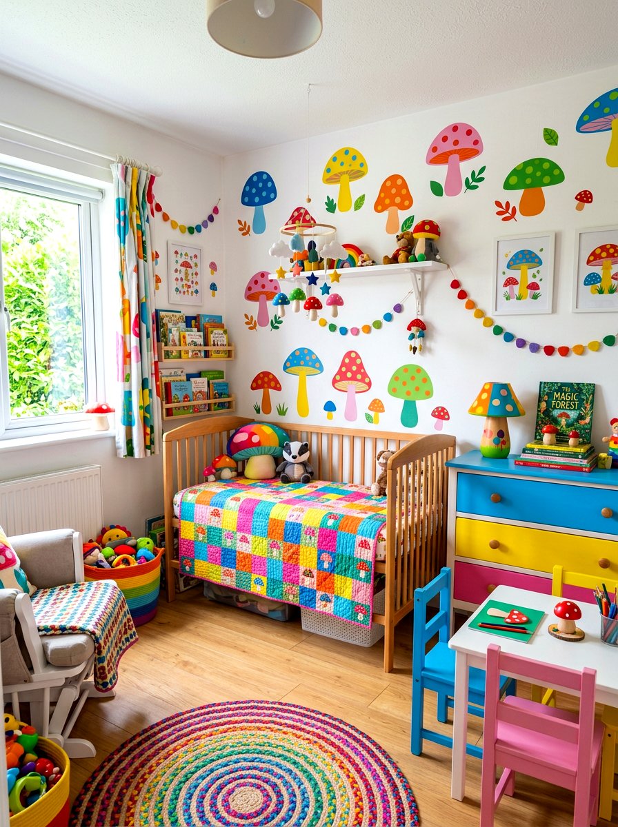 Colorful Mushroom Nursery Decor - 30 mushroom nursery ideas