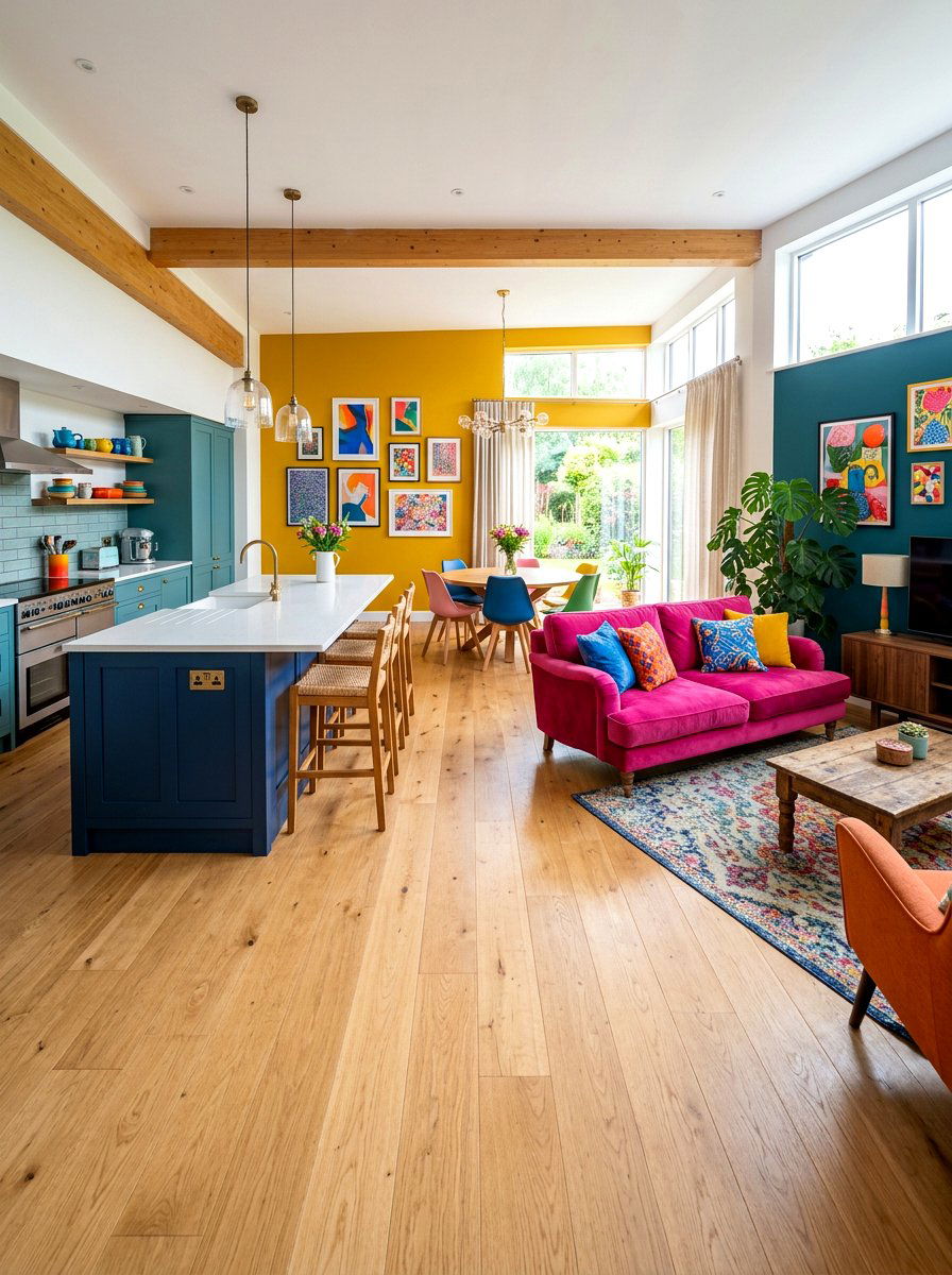Colorful Open Floor Plan - 30 open concept living room ideas