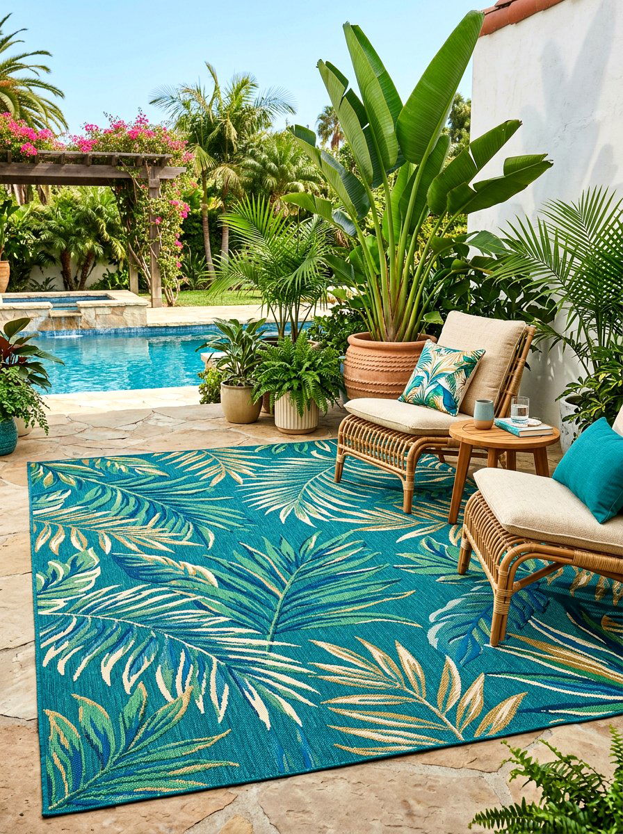 Colorful Outdoor Rug - 30 tropical patio ideas