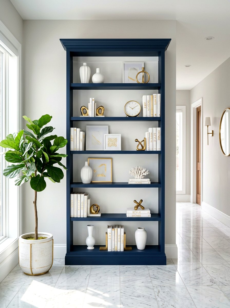 Colorful Painted Bookshelf - 30 hallway bookshelf ideas