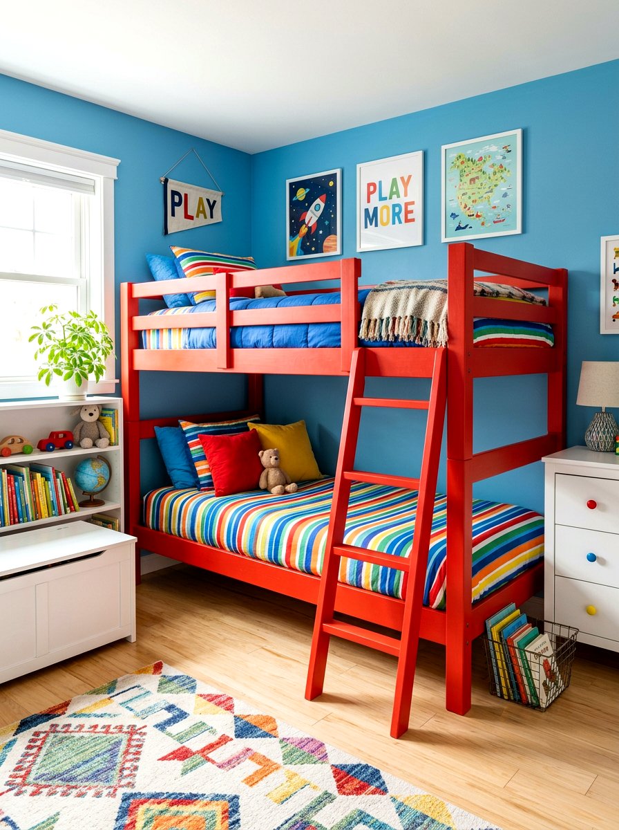 Colorful Painted Bunk Bed - 30 bunk room ideas