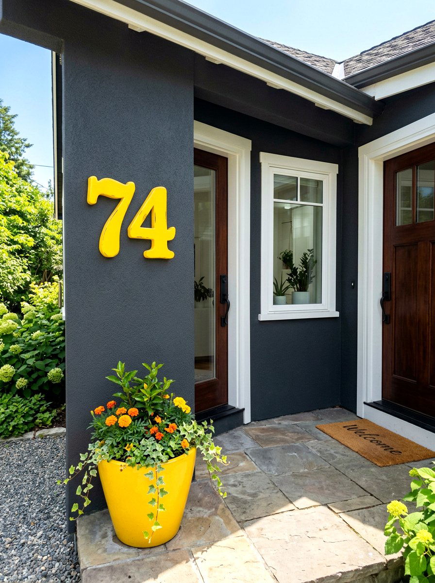 Colorful Painted House Numbers - 30 house numbers curb appeal ideas