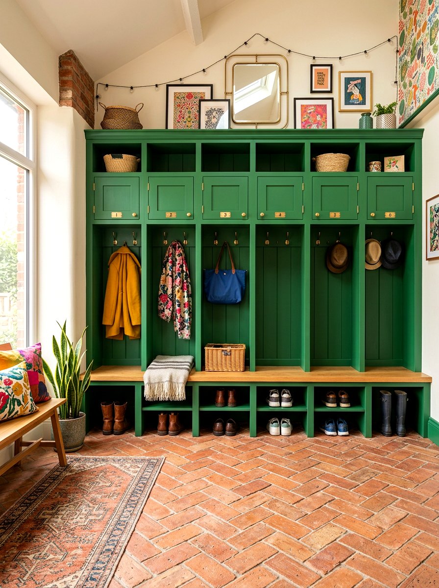 Colorful Painted Mudroom Cubbies - 30 entry cubby ideas