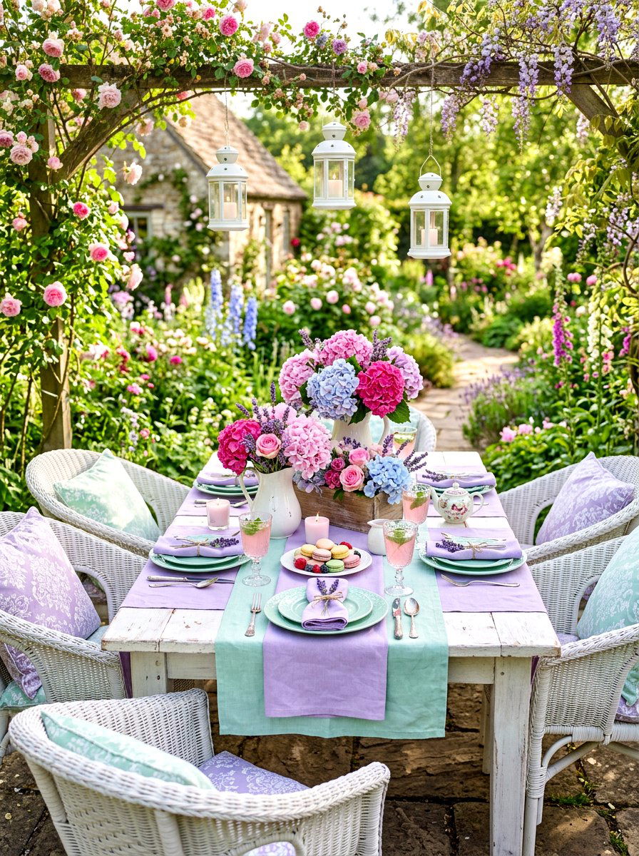 Colorful Pastel Garden Table - 30 garden party table ideas