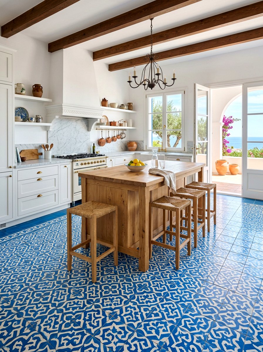 Colorful Patterned Floor - 30 social media kitchen ideas