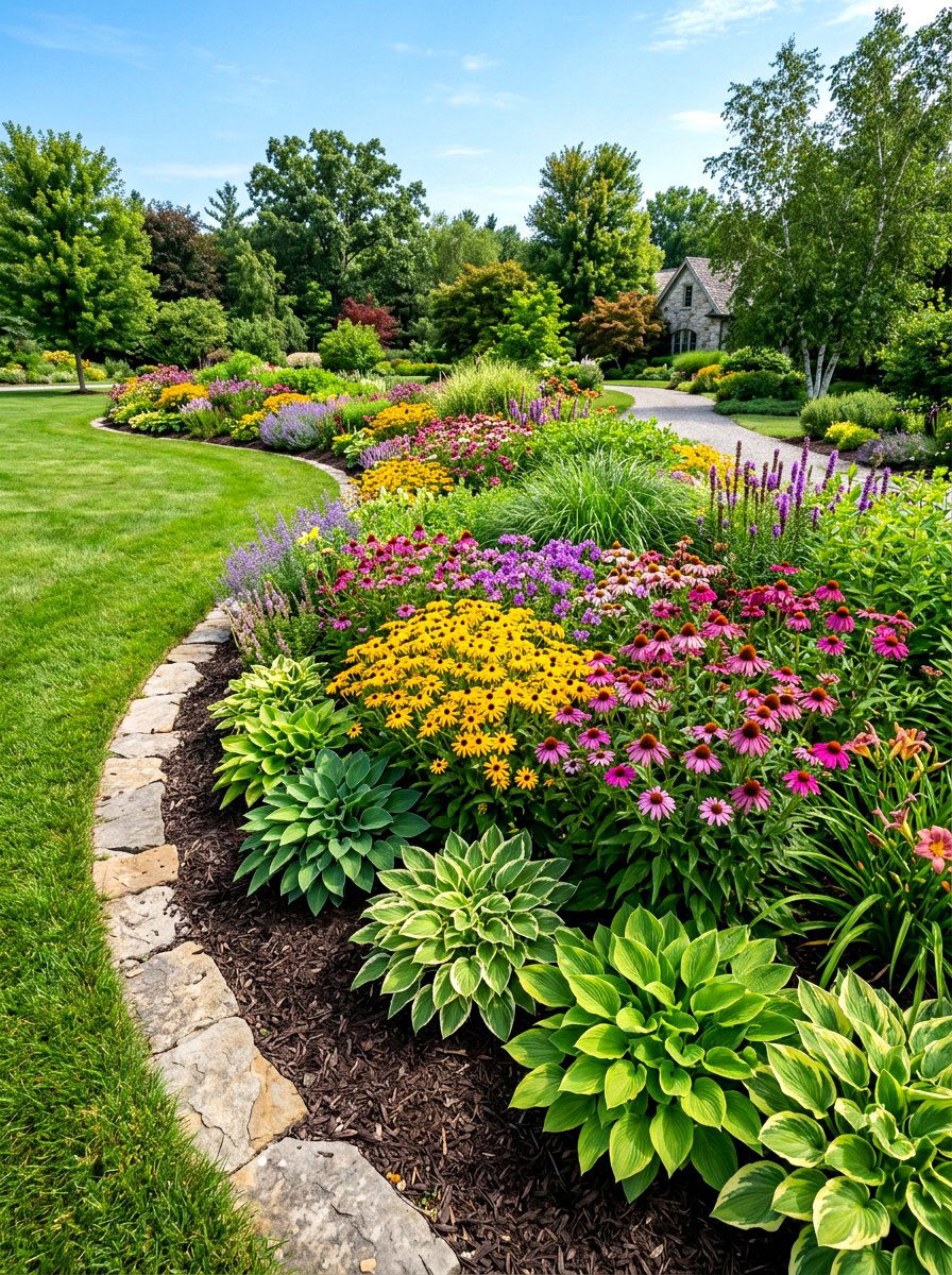 Colorful Perennial Border - 30 front garden ideas