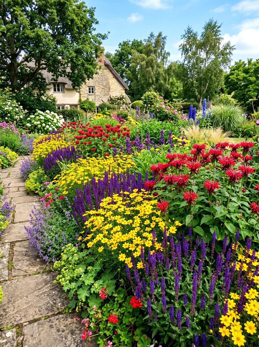 Colorful Perennial Flower Bed - 30 cottage front border ideas