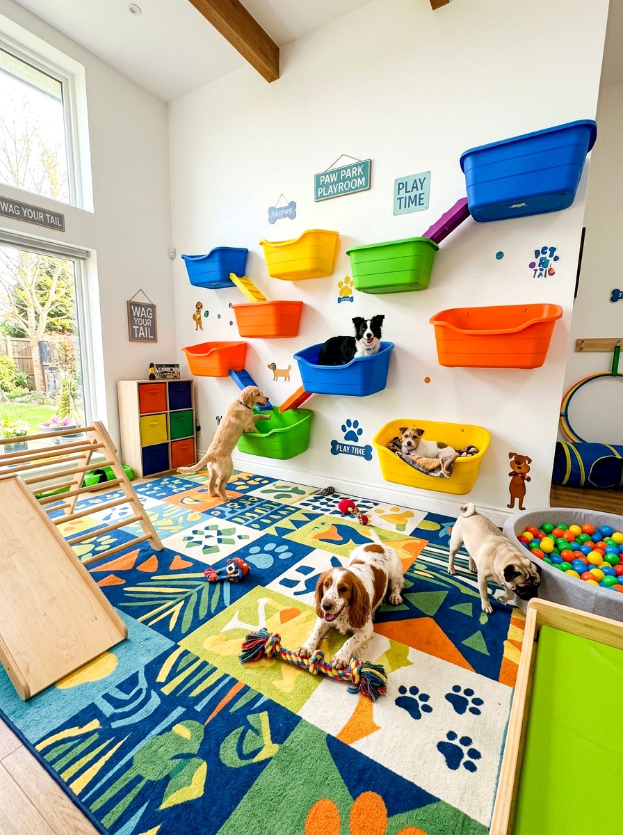 Colorful Plastic Wall Tub - 30 pet toy wall storage ideas