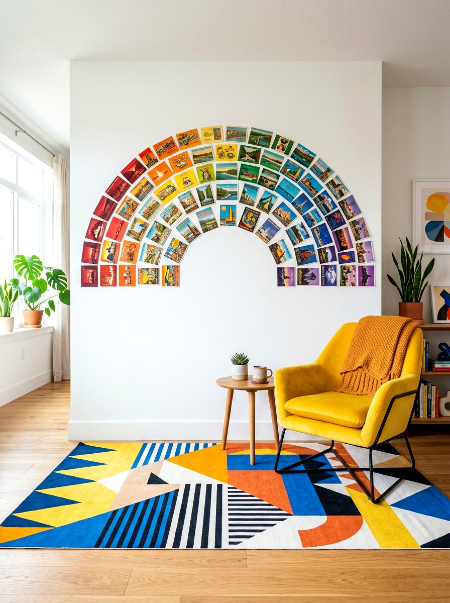 Colorful Postcard Rainbow - 30 postcard wall decor ideas