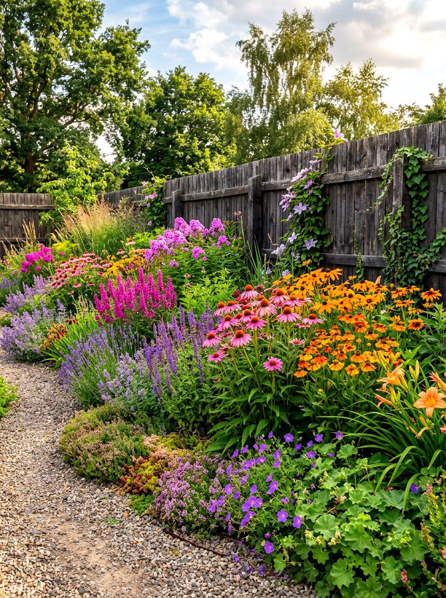 Colorful Prairie Border - 30 prairie style garden ideas