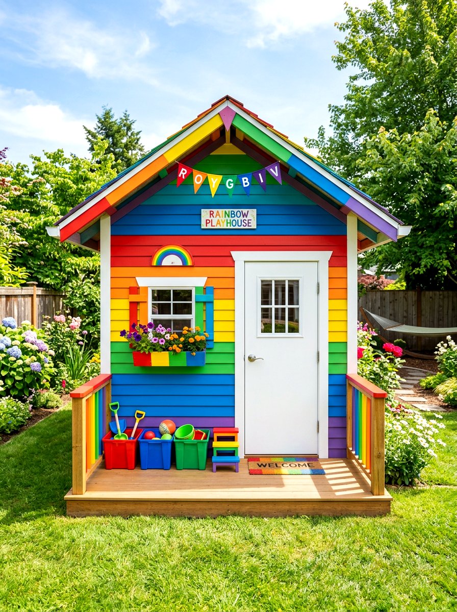 Colorful Rainbow Playhouse - 30 playhouse ideas