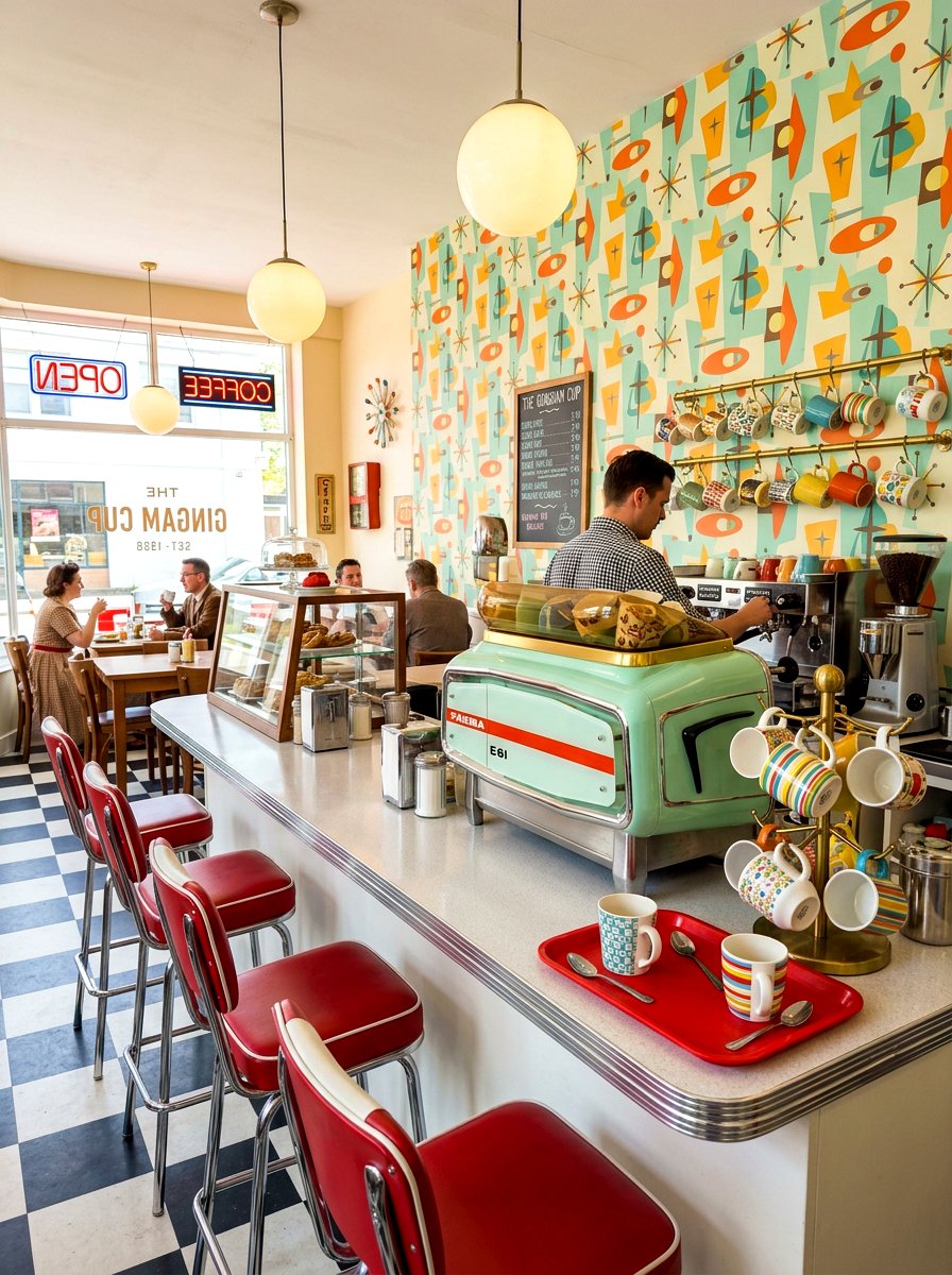 Colorful Retro Coffee Bar - 30 home cafe ideas