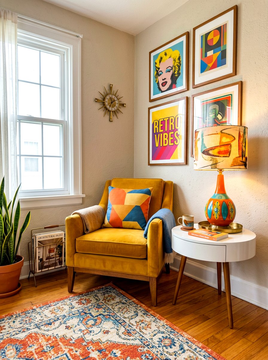 Colorful Retro Table Lamp - 30 reading lamp corner ideas