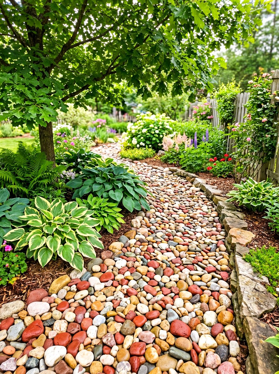 Colorful River Stone - 30 river rock landscaping ideas