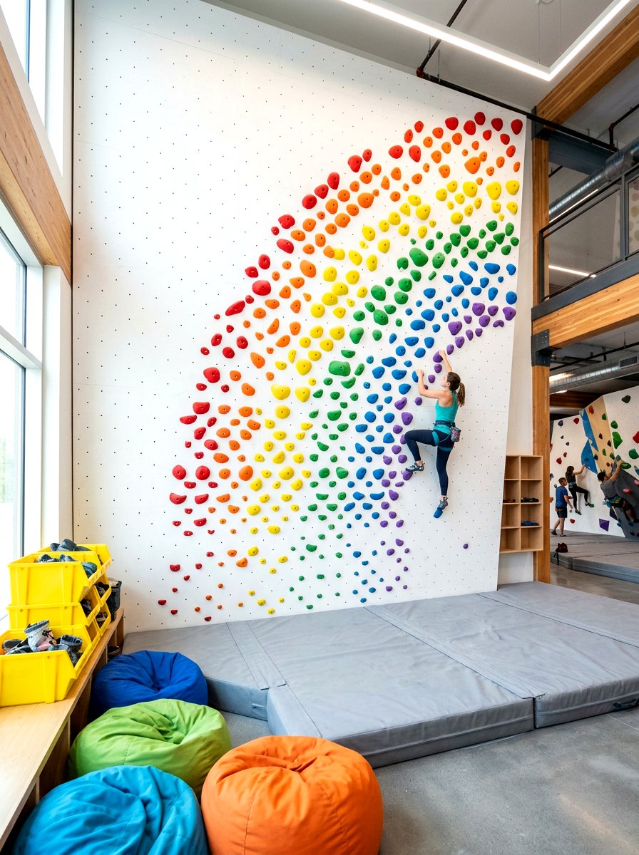 Colorful Rock Holds - 30 climbing wall playroom ideas