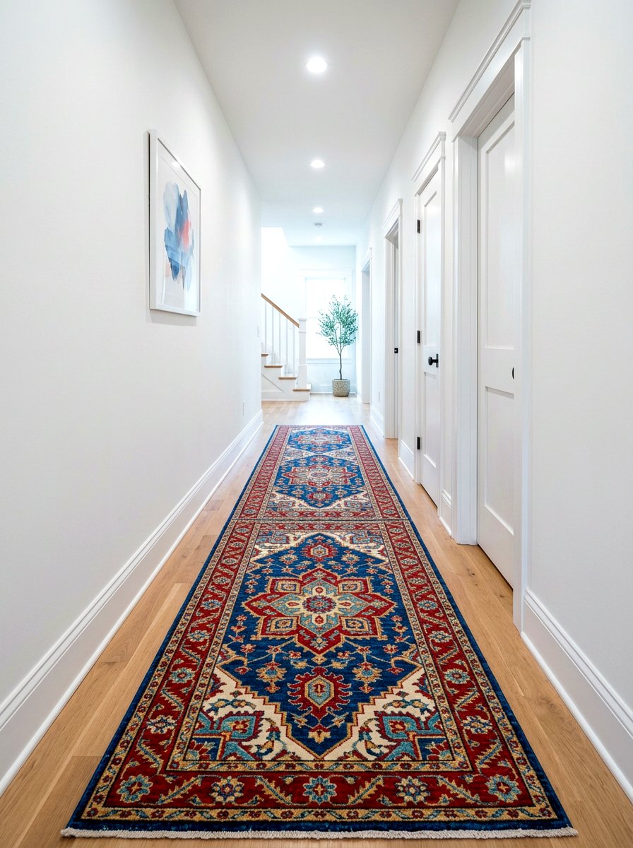 Colorful Runner - 30 narrow hall styling ideas