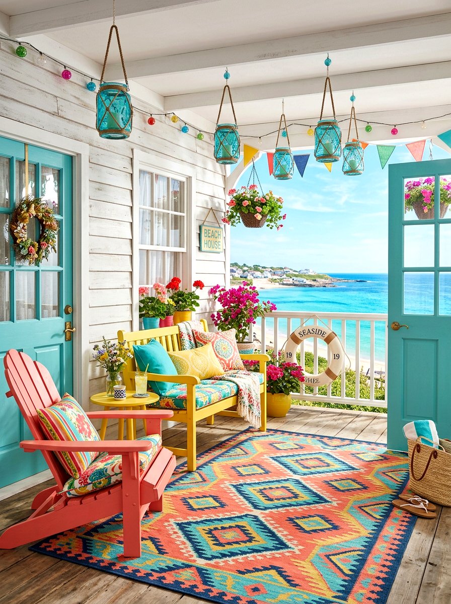 Colorful Seaside Porch - 30 seaside porch ideas