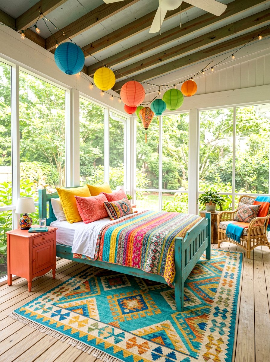 Colorful Sleeping Porch - 30 sleeping porch ideas