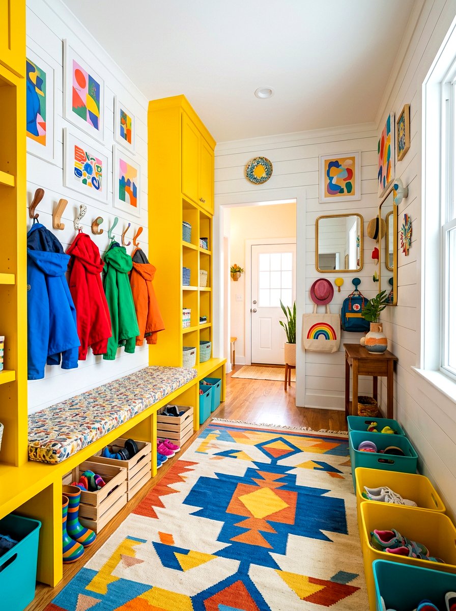 Colorful Small Mudroom - 30 small mudroom ideas