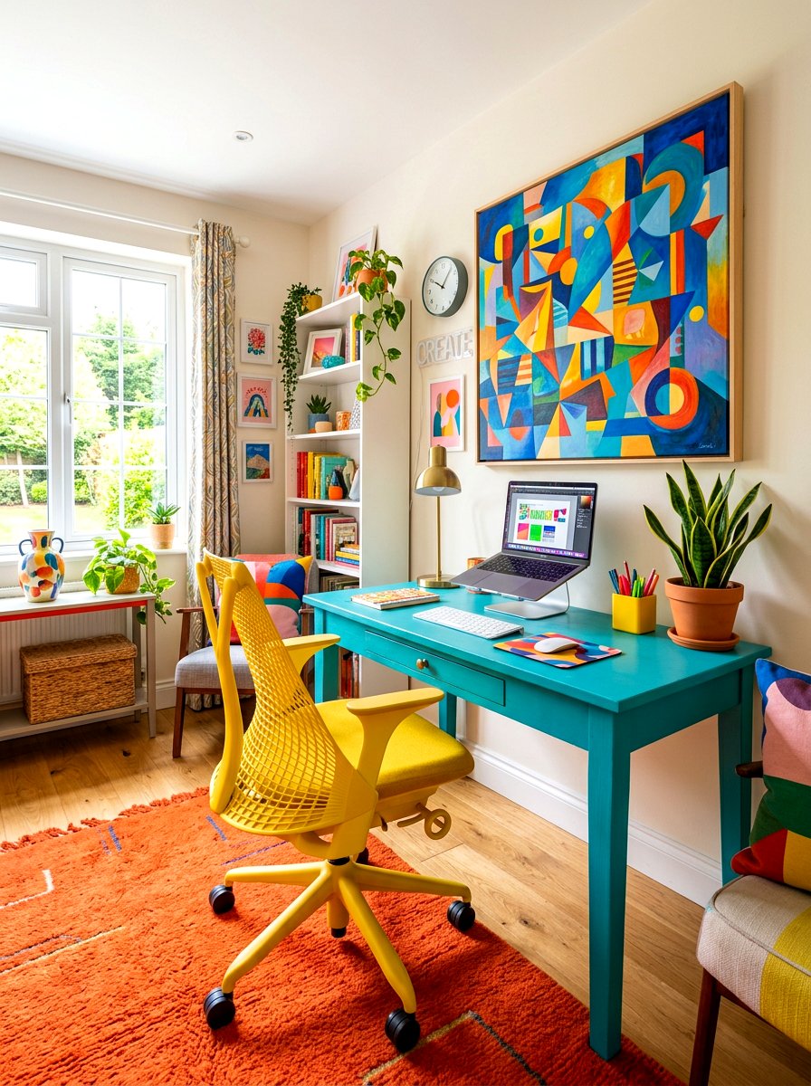 Colorful Small Office - 30 office nook ideas