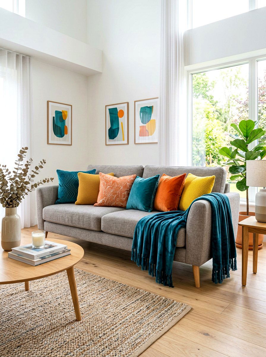 Colorful Sofa Styling - 30 Pinterest apartment decor ideas