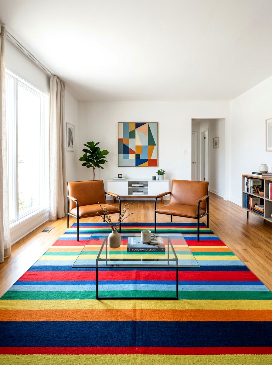 Colorful Striped Area Rug - 30 bold stripe decor ideas