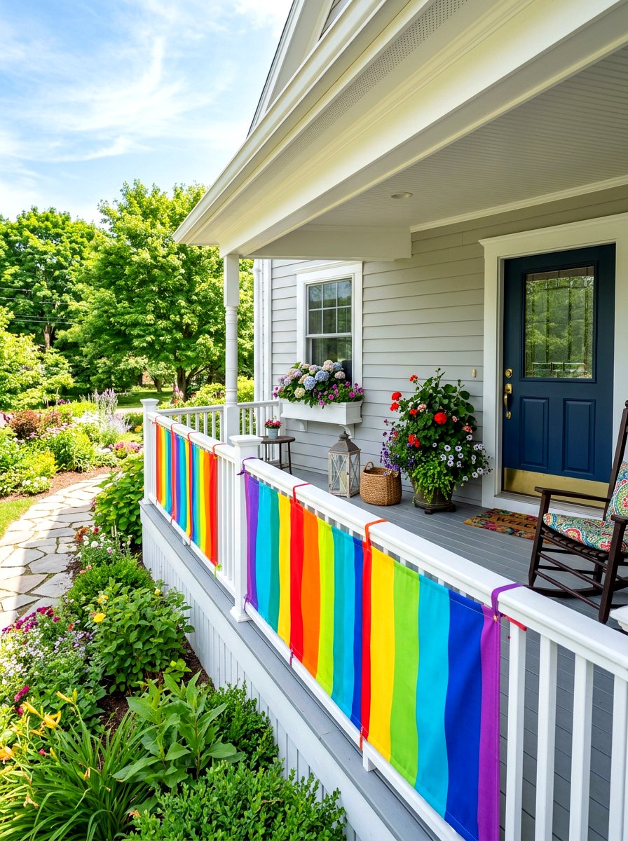 Colorful Striped Porch Banner - 30 striped summer porch ideas