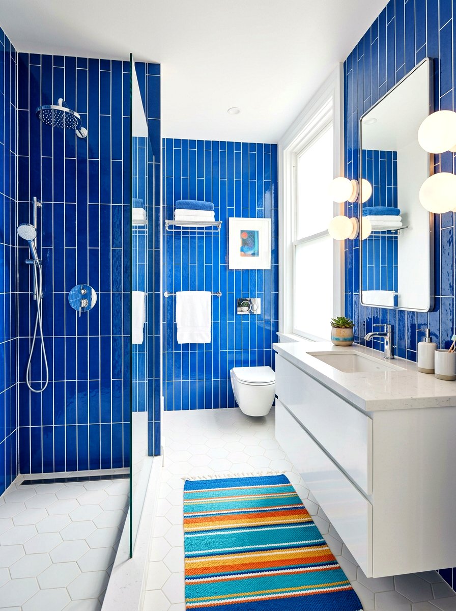 Colorful Subway Tile Bathroom - 30 small kids bathroom ideas