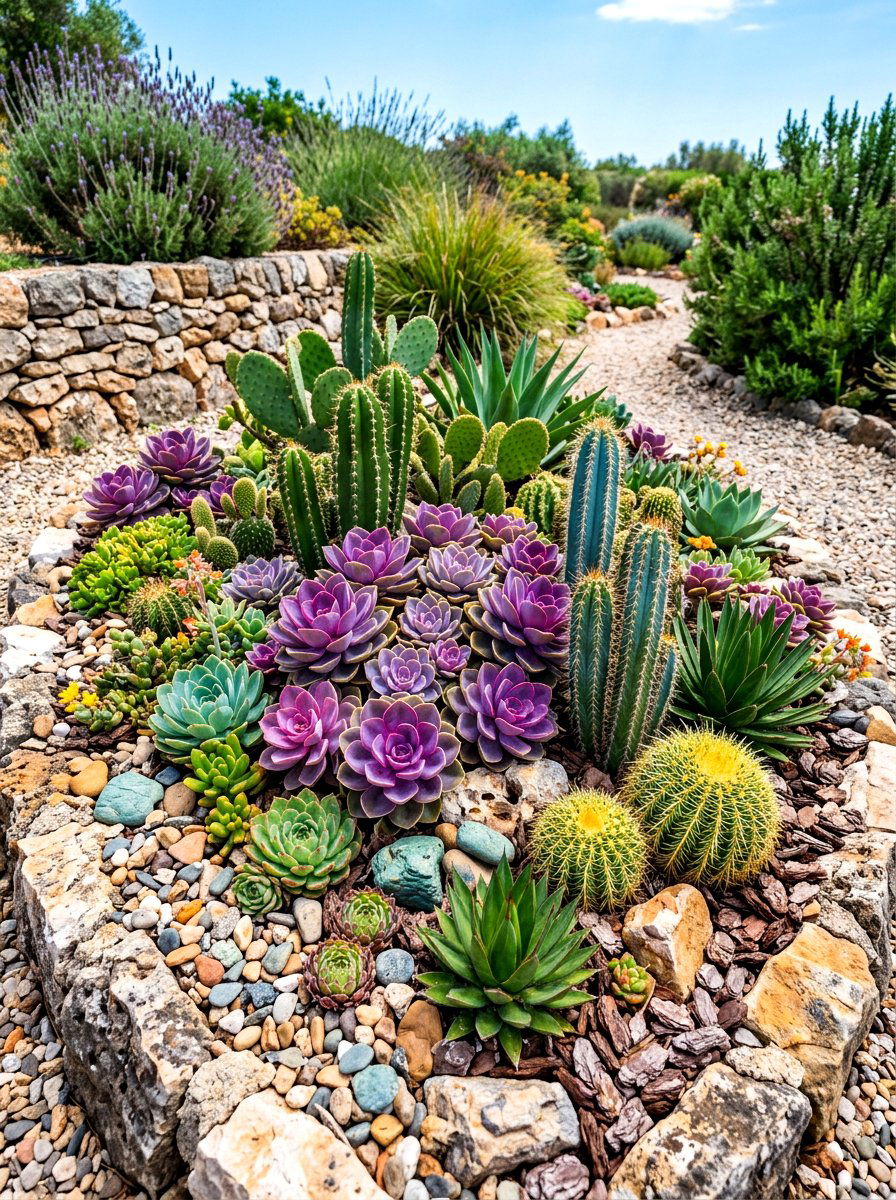 Colorful Succulent And Cactus Mix - 30 cactus garden ideas