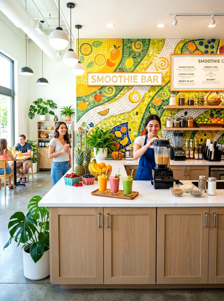 Colorful Tile Smoothie Station - 30 smoothie nook kitchen ideas