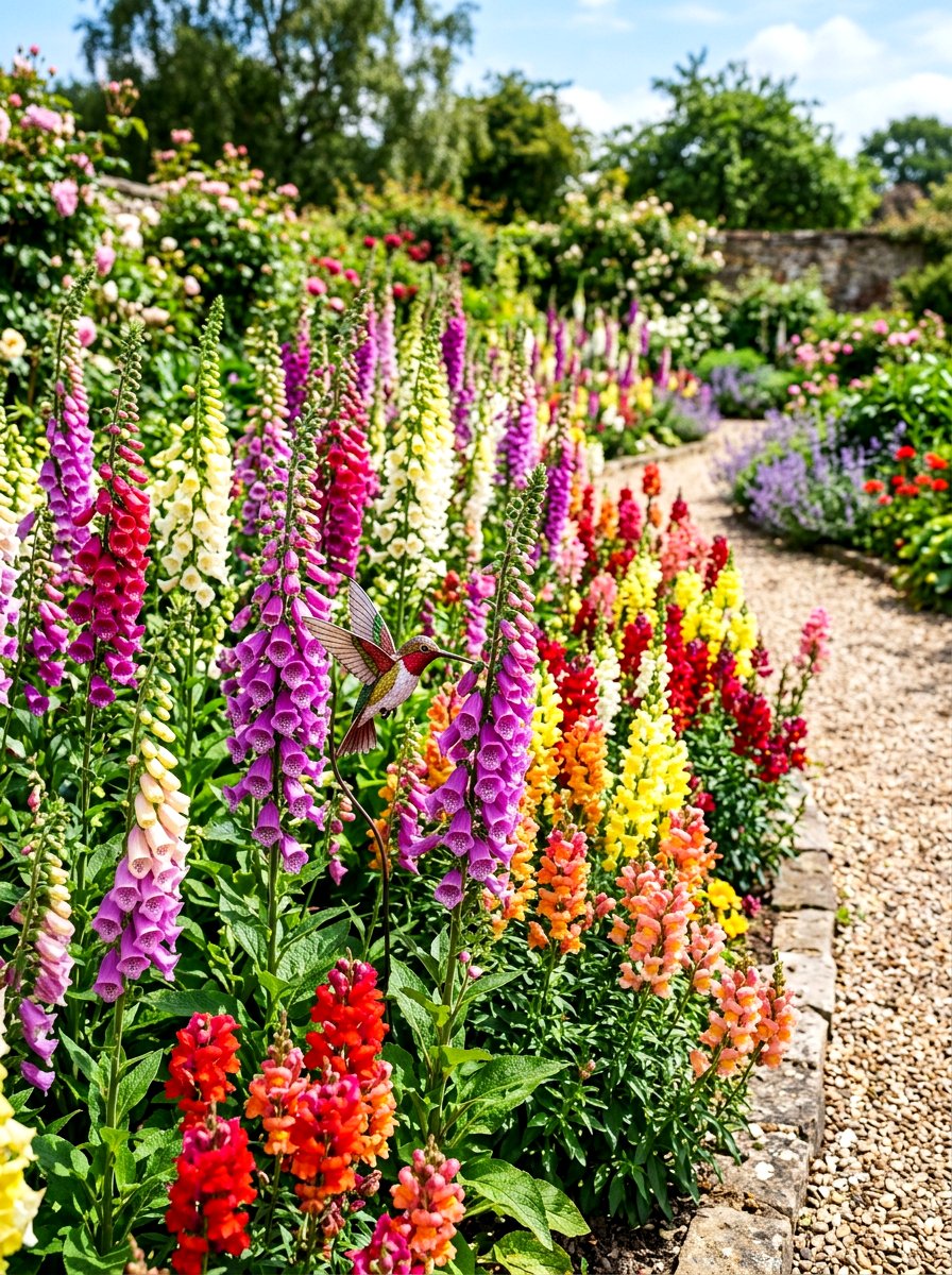 Colorful Tubular Bed - 30 hummingbird border ideas