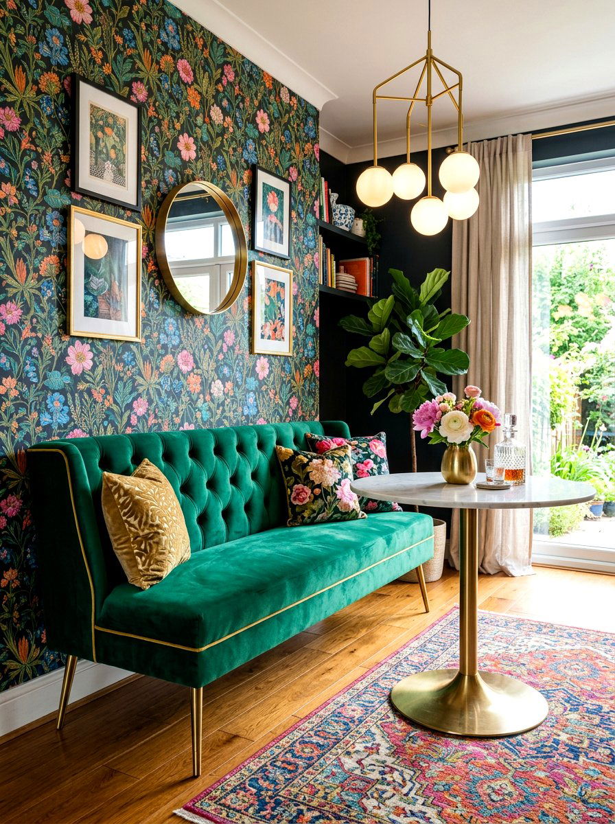 Colorful Upholstered Bench Seat - 30 breakfast window nook ideas