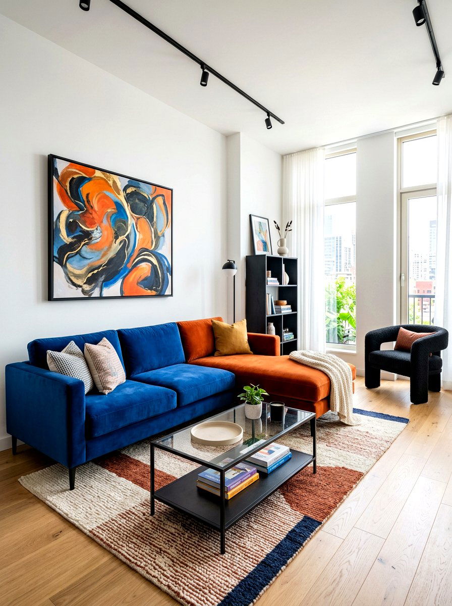 Colorful Velvet Sectional Layout - 30 sofa chaise layout ideas