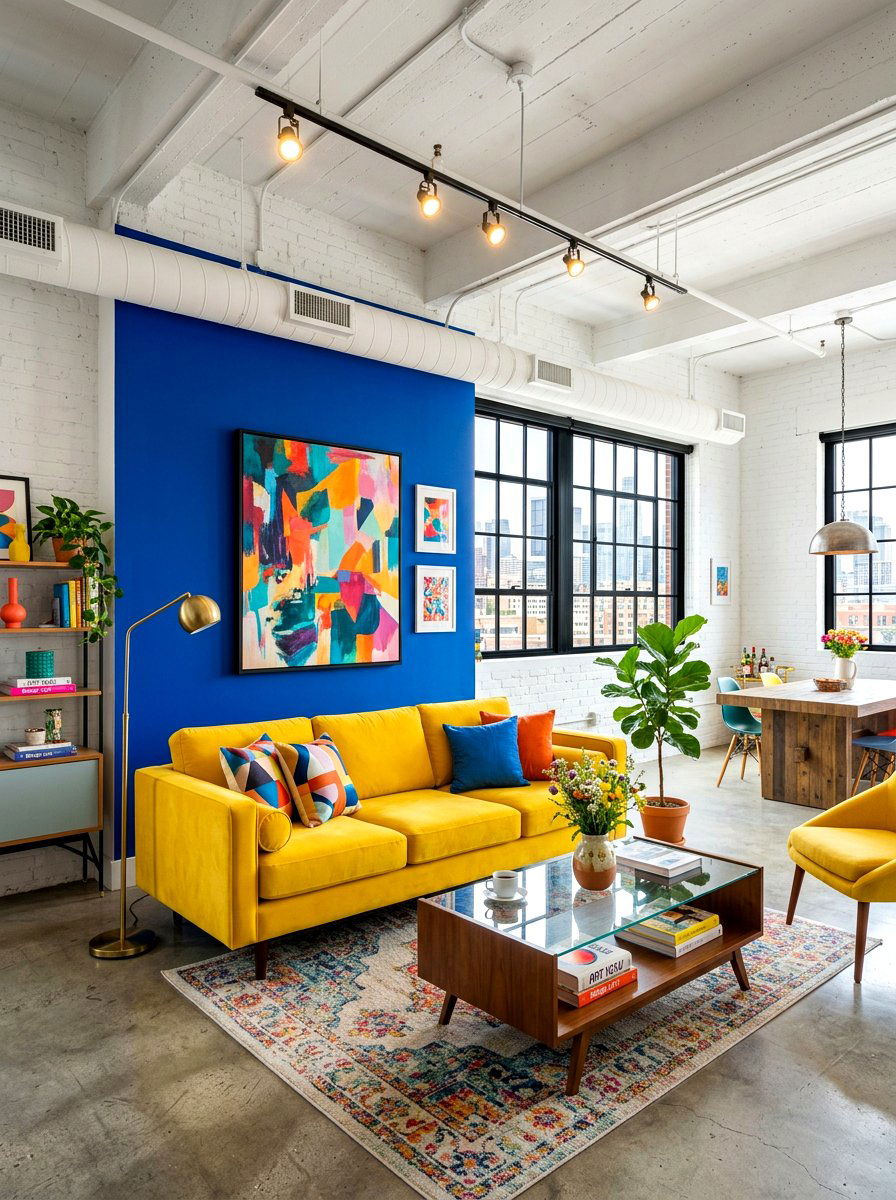 Colorful accent loft - 30 loft apartment ideas