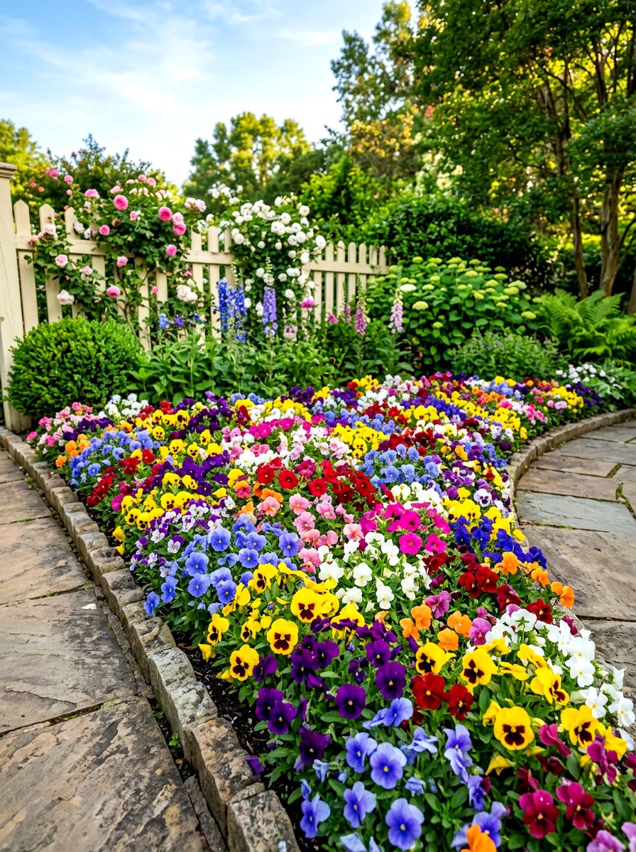 Colorful annual flower bed - 30 corner flower bed ideas
