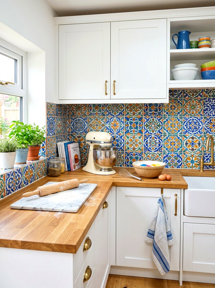 Colorful backsplash tile - 30 baking corner ideas