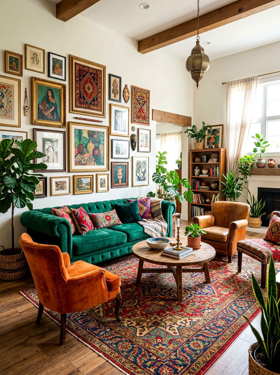 Colorful boho living room - 30 boho living room ideas