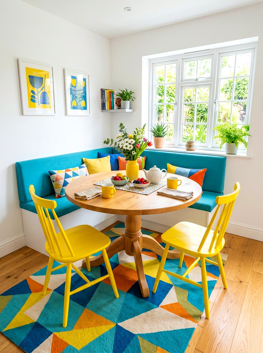 Colorful breakfast nook - 30 bright breakfast room ideas