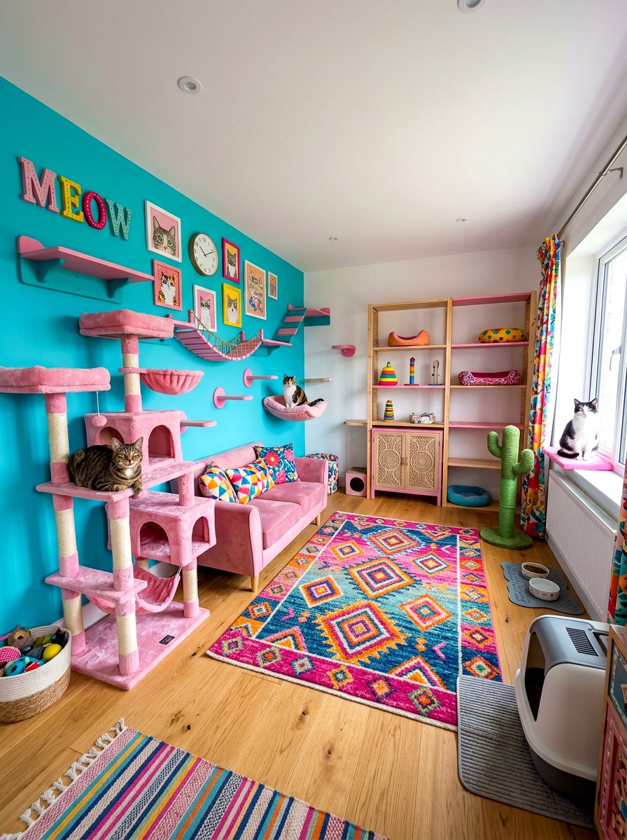 Colorful cat room - 30 cat room aesthetic ideas