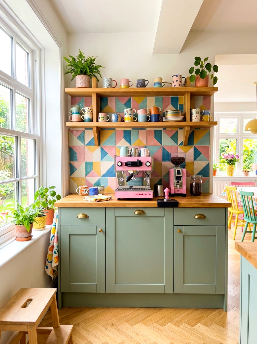 Colorful coffee bar - 30 coffee station ideas