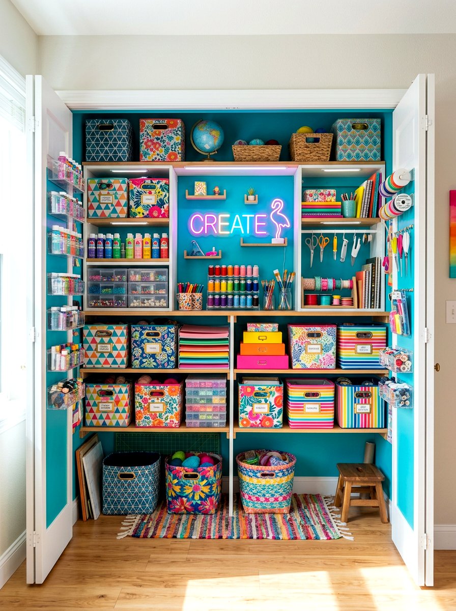 Colorful craft closet - 30 craft closet ideas