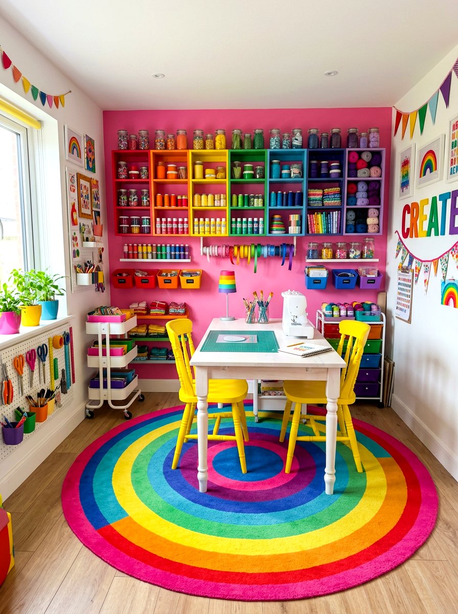 Colorful craft room decor - 30 craft corner ideas