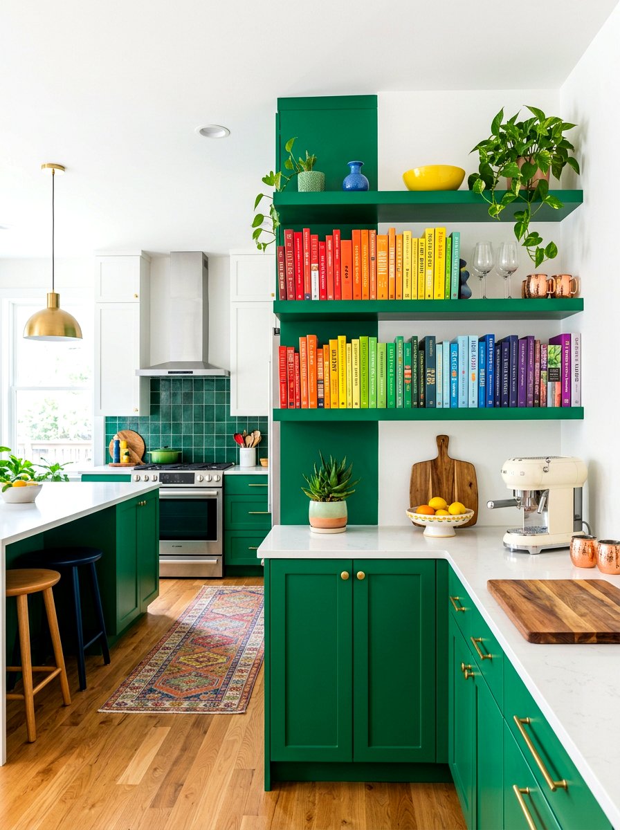 Colorful display shelving - 30 book shelf kitchen ideas