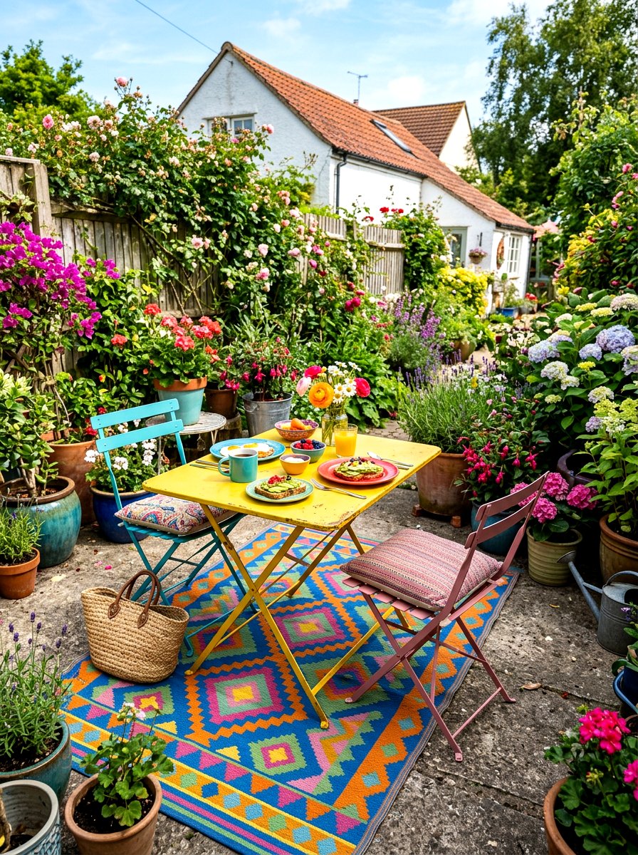 Colorful eclectic breakfast patio - 30 patio breakfast area ideas