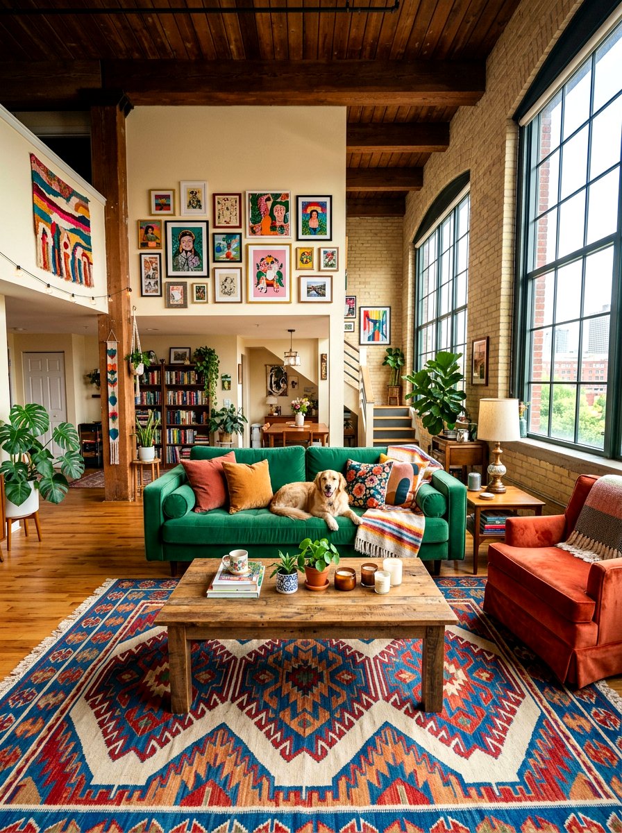 Colorful eclectic loft room - 30 loft living room ideas